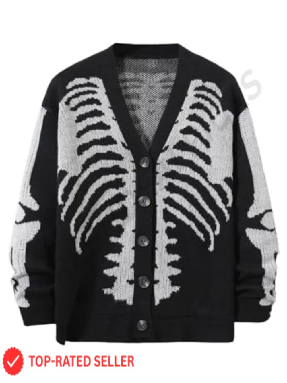 SHENHE Women's Printed Button Down Goth Drop Shoulder Cardigan
